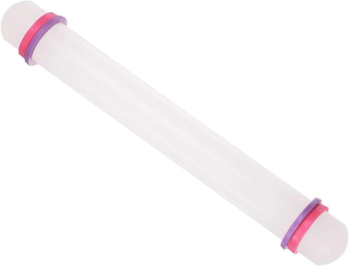 Fondant Rolling Pin, 9" Length, PP Plastic Non-Stick Guide Rings Fondant Roller Dough Roller - (Applications: for Clay Baking Fondant DIY)