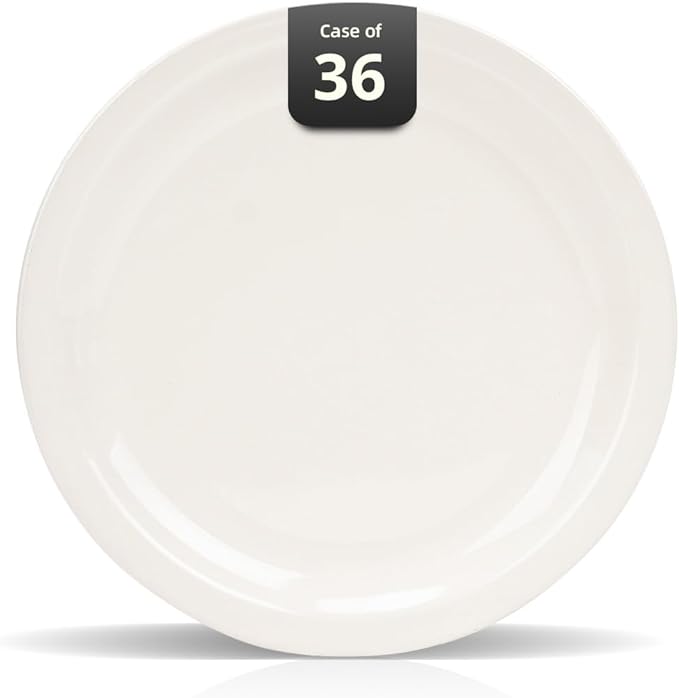 Stoneware Narrow Rim Commercial Grade Dinnerware, America White, Plate 5.5", Case of 36