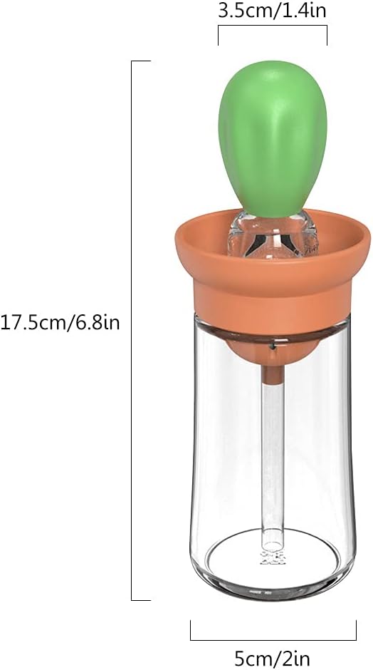 TINMIX Oil Dispenser with Brush - Glass Olive Oil Dispenser for Kitchen, 2 IN 1 Oil Dispenser Bottle with Silicone Basting Brush for Cooking Vinegar Sauce BBQ Grill Frying, T-OB21, Green