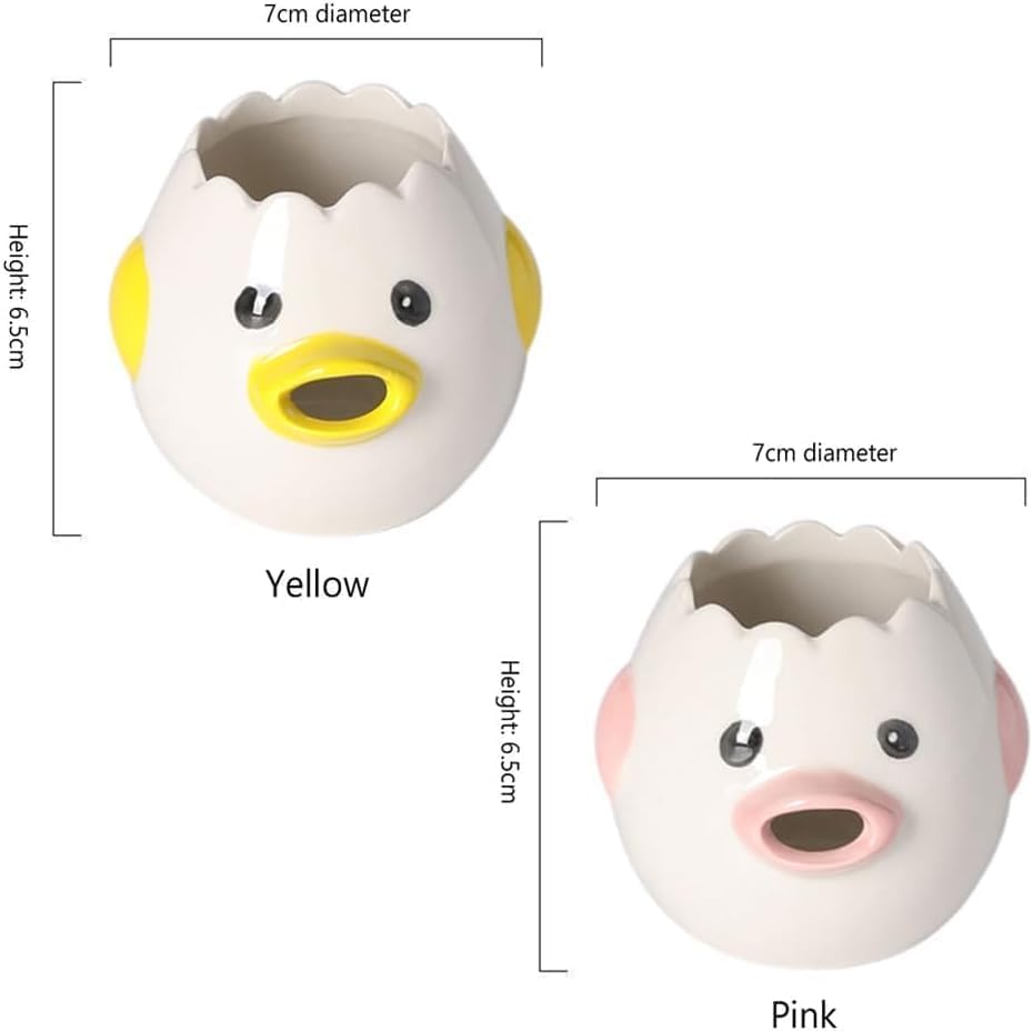 Ceramic Cute Egg Separator, Mini Egg White and Yolk Separator, Practical Kitchen Small Egg Filter Splitter, Kitchen Gadget Baking Assistant Tool, Dishwasher Safe (Pink)