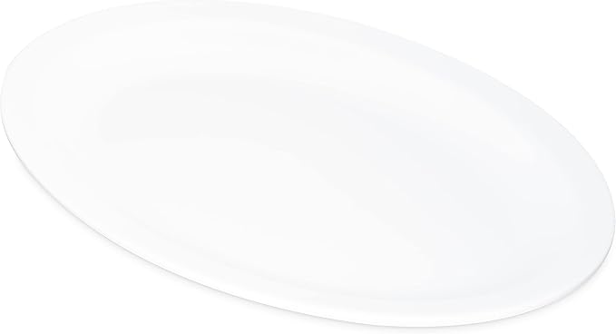 Carlisle FoodService Products Kingline Plastic Oval Platter Oval Tray for Home and Restaurant, Melamine, 12 x 9 Inches, White, (Pack of 12)