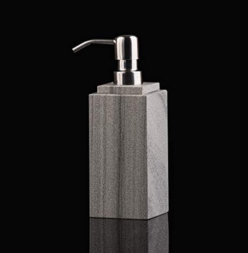 Hand Liquid&Lotion Soap Dispenser Pump Bottle Natural Marble for Kitchen Bathroom Countertop Laundry Room Holds Dish Soap Shampoo Laundry Liquid Shower Gel (Grey Sand)