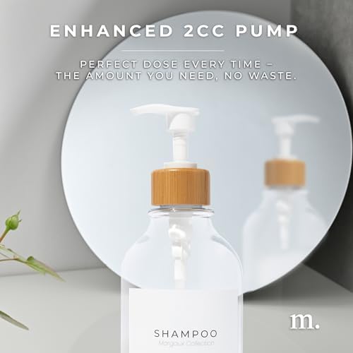 Maisonovo Plastic Soap Dispenser Set | Hand Soap and Dish Soap Dispenser Set | 16.9oz Amber Bottles with Black Bamboo Pump | Bathroom Lotion Dispenser with Pump Set of 2