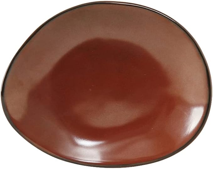Tuxton China GAR-650 Ellipse Plate, 8-3/8" x 6-7/8", Oblong, Microwave and Dishwasher Safe, Oven Proof, Fully Vitrified, Ceramic, TuxTrendz, Artisan, Red Rock, Pack of 12