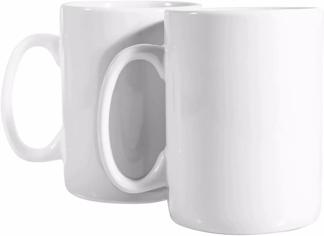 30oz Super Large Ceramic Coffee Mugs Large Handles Set of 2 (White)