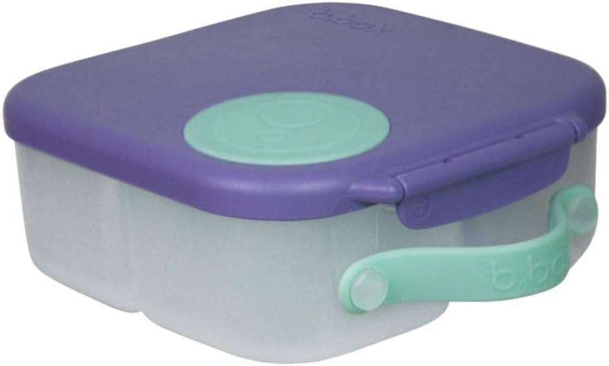 b.box Mini Lunch Box, Bento Box for Kids, Snack Container with 2 Leak Proof Compartments, Reusable Snack Containers with Lids, Kids Lunch Boxes Ages 3+, BPA Free, 4 1/4 Cup Capacity (Lilac Pop)