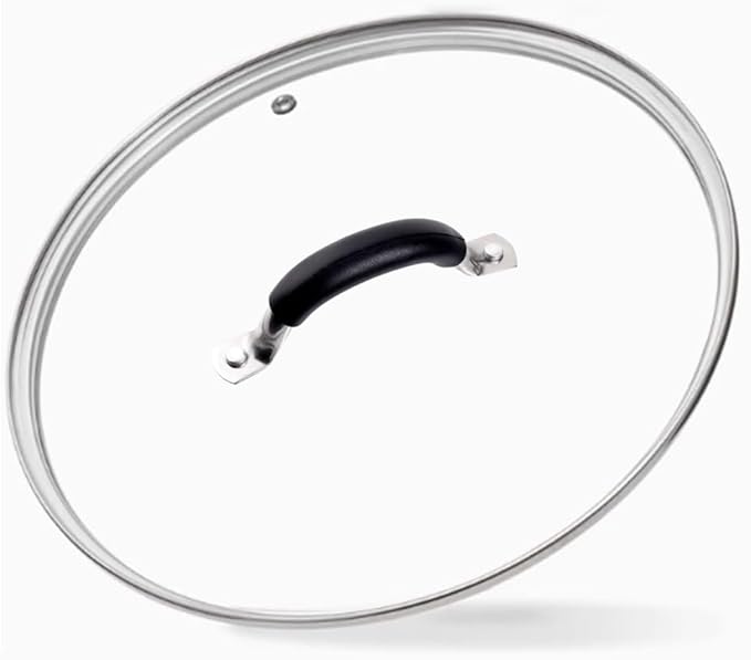 8 Inch Tempered Glass Lid for Lodge 8" Cast Iron Skillets & 2QT Dutch Ovens -Stainless Steel Handle and Rim (8 INCH LID)