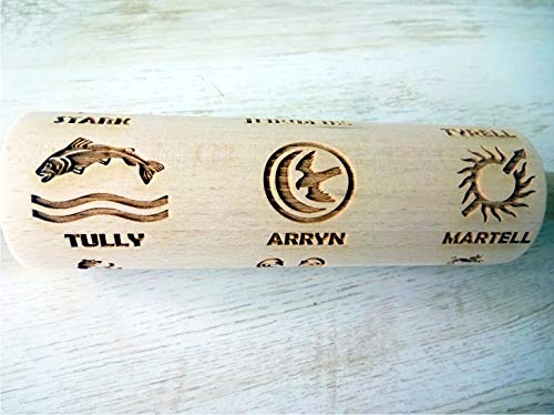 GAME with FAMILY NAMES EMBOSSING ROLLING PIN LASER ENGRAVED DOUGH ROLLER for EMBOSSED COOKIES PATTERN