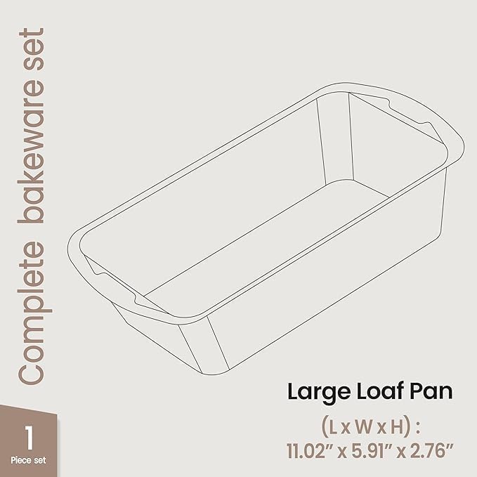 Nonstick Loaf Pan Set Pack of 1, Carbon Steel 11" Large Baking Bread Pan, Oven Safe Up to 450°F, PFOA, PFOS, PTFE Free, Space Saving Stackable Design, Stain Resistant, Dishwasher Friendly, Blue Marble