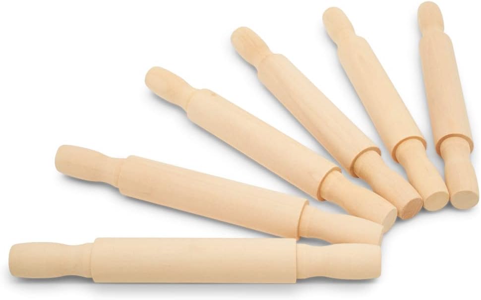 Wooden Mini Rolling Pin, 7 Inches Long, Pack of 25, Perfect for Fondant, Pasta, Baking in the Kitchen, Play-doh, Crafting and Imaginative Play, by Woodpeckers