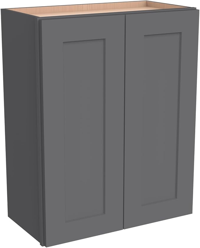 Wall-Mounted Cabinet – Solid Wood Shaker Style Medicine Cabinet with Adjustable Shelves & Soft-Close Doors for Bathroom, Kitchen, and Office Storage (Pebble Gray, 39" W x 12" D x 30" H)