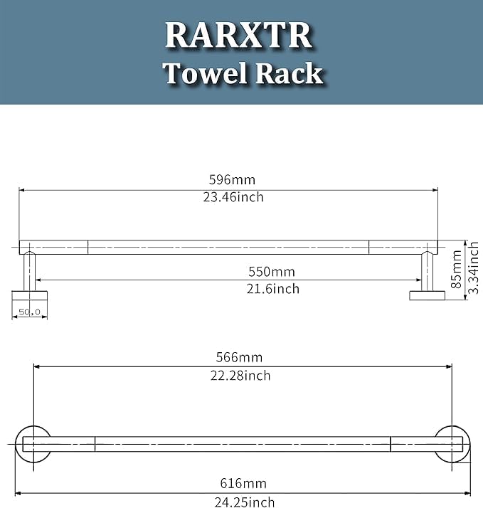 24 Inch Brushed Towel Bar Towel Rack for Bathroom Kitchen Hand Towel Holder Dish Cloths Hanger SUS304 Stainless Steel RUSTPROOF Wall Mount (Gold)
