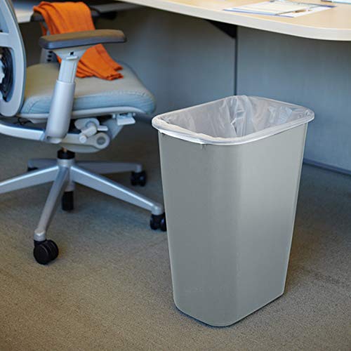 Rubbermaid Commercial Products Deskside Wastebasket/Trash Can, 10.25-Gallon/41-Quart, Gray, Plastic, Garbage Can for Home/Office, Fits Under Desk/Sink/Cabinet, Pack of 12