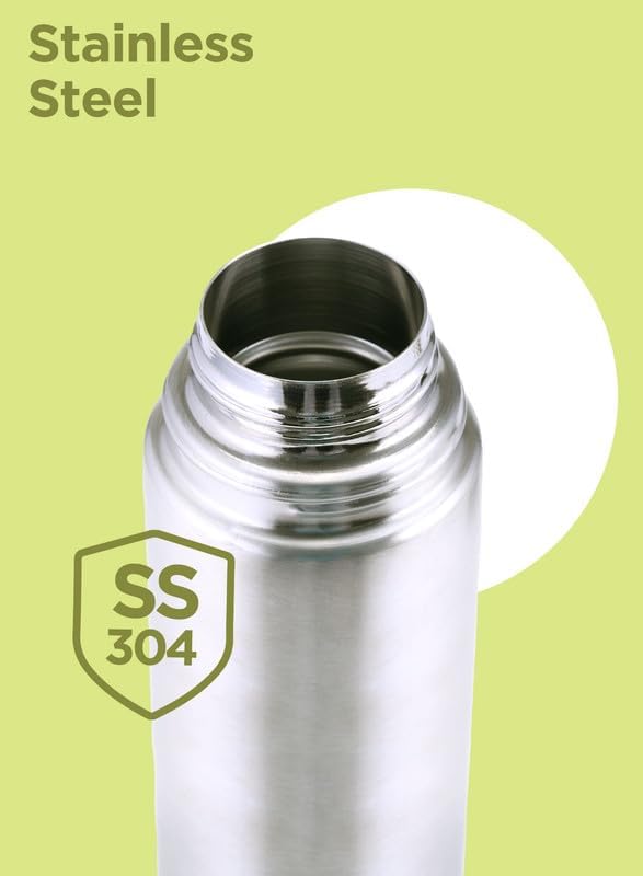 Milton Vacuum Flask for Hot Drink 1 litre (34 oz), Stainless Steel Double Walled Insulated Water Bottle for 24 Hour Hot and Cold drinks with cover, Leak proof, Thermosteel Flip Lid 1000 ml Set of -2