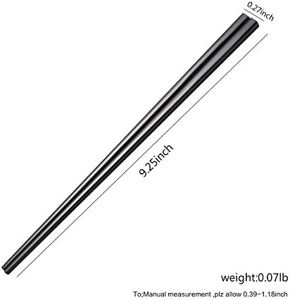 Buyer Star 5-Pair Stainless Steel Black Metal Reusable Chinese Square Chopsticks