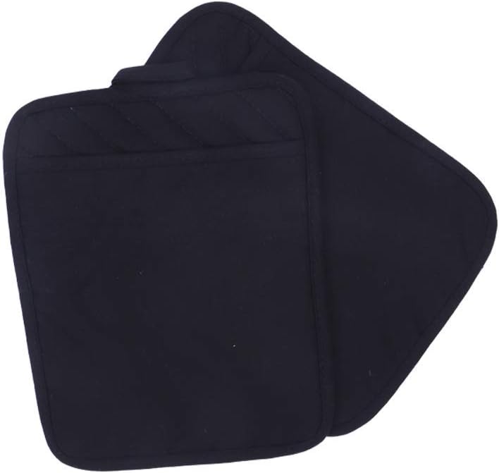 Anyi Cotton Pot Holders with Pocket, Heat Resistant Black Counter Table Hot Pads for Kitchen