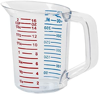Rubbermaid Commercial Products Bouncer Clear Measuring Cup, 2-Cup/0.5-Quart, Clear, Strong Food Grade, Easy Read for Liquid/Dry Ingredients, for Home/Professional Kitchen (Pack of 6)