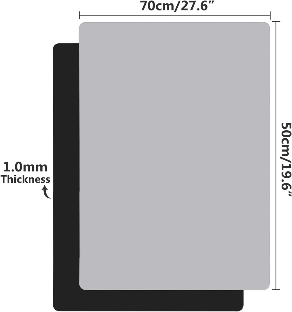 Gartful Silicone Mats for Crafts, 2 Pack Resin Jewelry Casting Molds Sheets, Extra Large Silicone Placemat, Countertop Protector, Nonstick Nonskid Heat-Resistant, Black & Light Grey (27.6 x 19.7 inch)