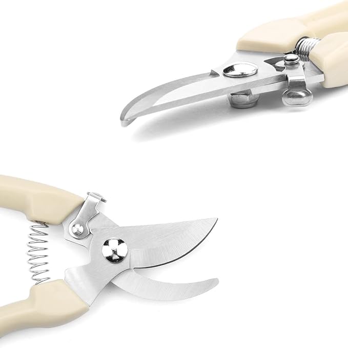 Leize Pruning Shears, Gardening Hand Pruner, Floral Shears, Strong Pruner for Flowers, Branches and Leaves (CreamA)