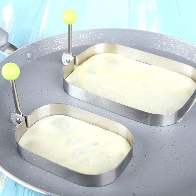 Silver Egg Rings, Stainelss Steel Egg Cooking Rings, Rectangle Crumpet Ring Mold, Pancake Mold For Frying Eggs And Omelet Specialty Cookware