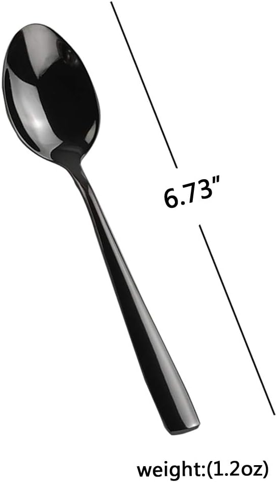 Teyyvn 12-Piece Black Stainless Steel Dessert Spoons