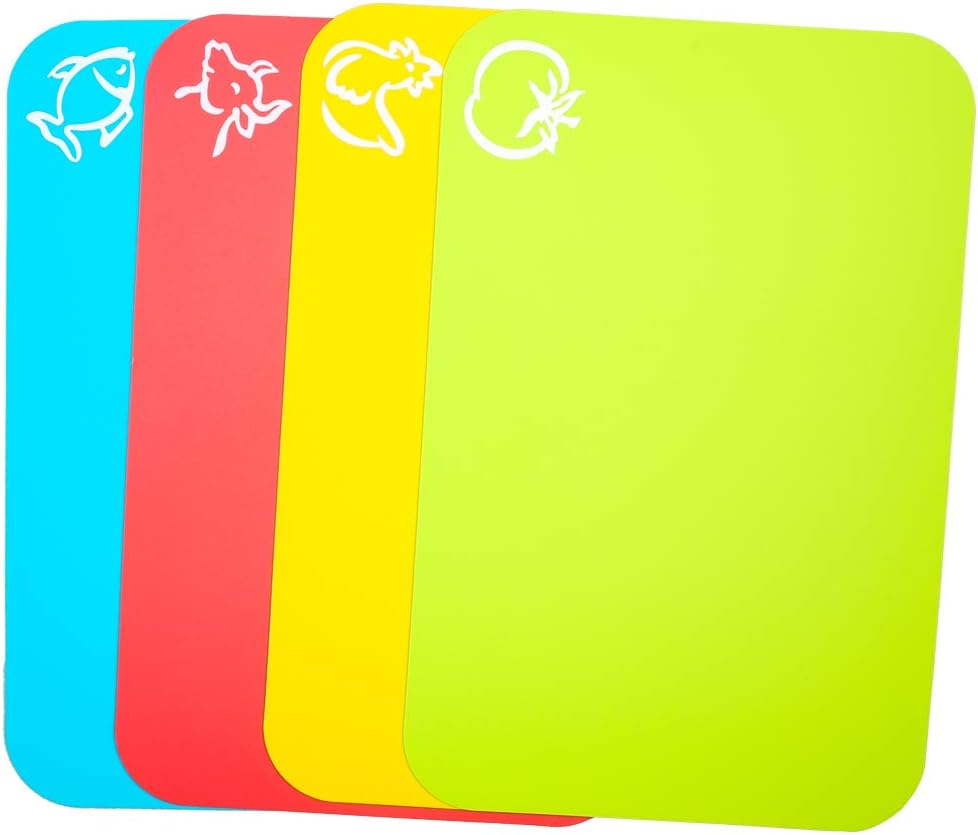Small Flexible Plastic Cutting Board Mats, 2 Pack Cutting Boards Mats With Food Icons, Gripped Back and Dishwasher Safe, Set of 4,7.5x11.4inch (2)