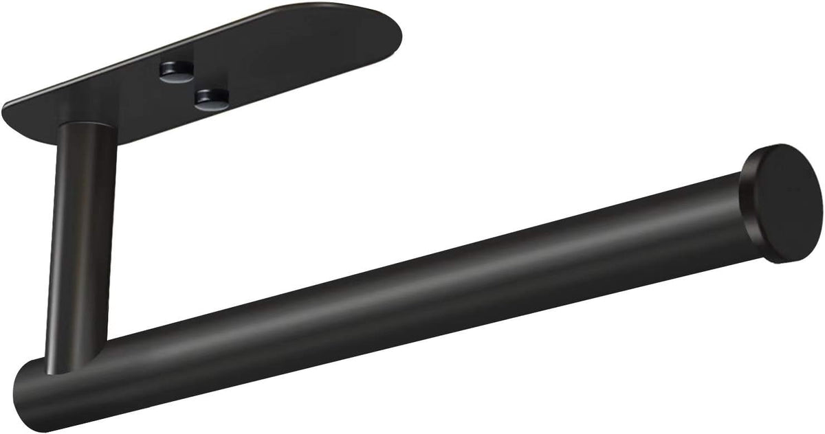 VAEHOLD Adhesive Paper Towel Holder Under Cabinet Wall Mount for Kitchen Paper Towel, Black Paper Towel Roll Holder Stick to Wall, Stainless Steel（Black）