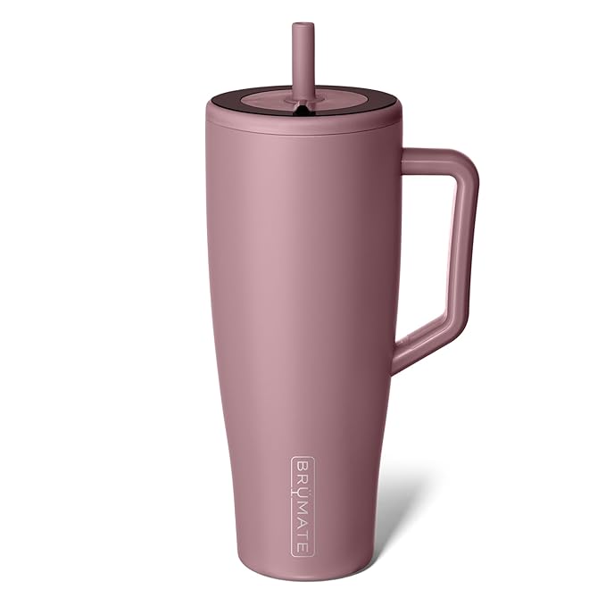 BrüMate Era 40 oz Tumbler with Handle and Straw | 100% Leakproof Insulated Water Bottle Tumbler with Lid and Flexible SoftSip Straw | Made of Stainless Steel | Cup Holder Friendly | 40oz (Rose Taupe)