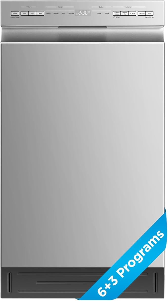 Midea MDF18A1AST Built-in Dishwasher with 8 Place Settings, 6 Washing Programs, Stainless Steel Tub, Heated Dry, Energy Star