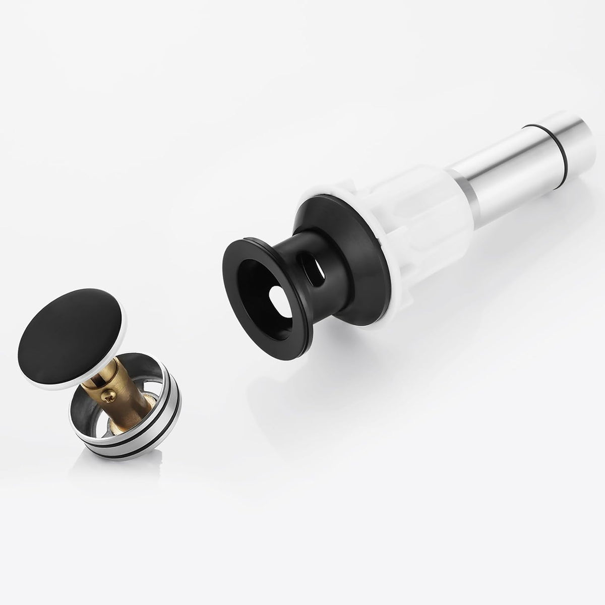 PARLOS Pop up Sink Drain Stopper with Hair Catcher Strainer & Overflow for Bathroom Sink Vessel, Matte Balck 2100604