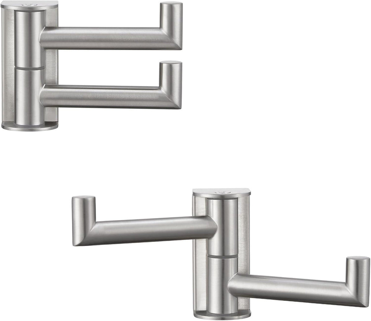 APLusee 2 Pack Swivel Coat Hooks Brushed Nickel, 304 Stainless Steel Foldable Bathroom Towel Hooks with 2 Rotating Arms, Wall Mounted