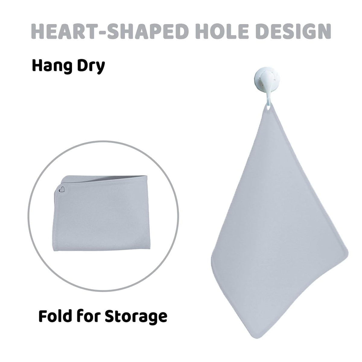Silicone Placemat for Toddles Kids Non-Slip Reusable Portable Baby Placemats for Restaurant Stain-Proof Children Food Mats Eating Table Mat 2 Pack (Silver Gray)