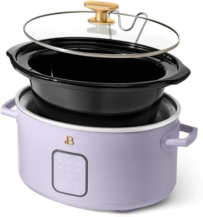 Beautiful 4-Quart Programmable Slow Cooker with Touch-Activated Display, Digital Timer, Keep-Warm Function & Removable Non-Stick Pot