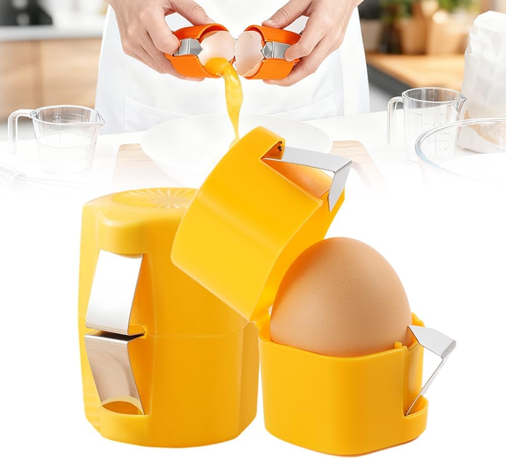 2026 New Egg opener, Egg Shell Separator for Raw Eggs Gadgets Cracker Tool, Upgrade Stainless Steel Egg Cutter Egg Cracker Tool Multifunctional Egg Cutter Multipack (1, Yellow)