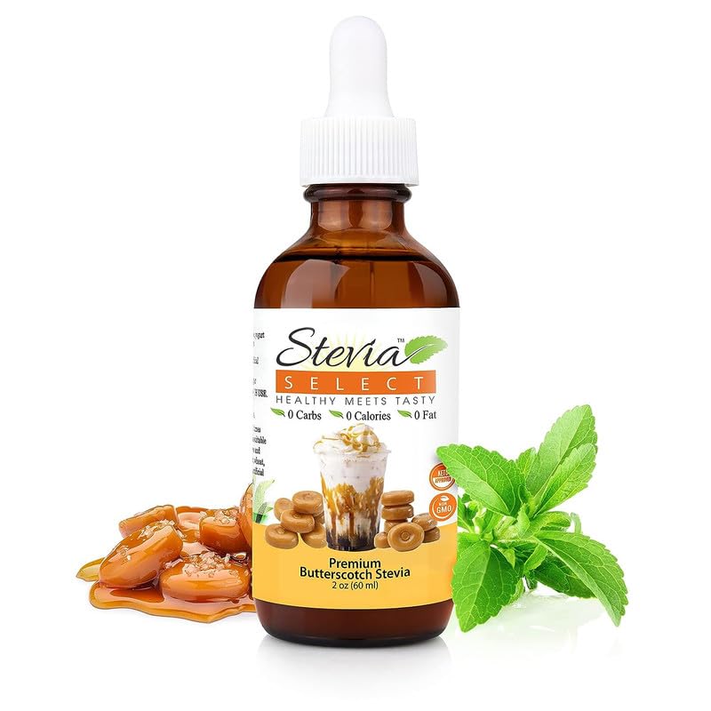 Stevia Select Butterscotch Stevia Flavored Liquid Stevia – Zero Calorie Coffee, Tea, Drink & Baking Sweetener, All-Natural, No Erythritol, Keto-Friendly Sugar Alternative, 300 Servings – 2 Oz