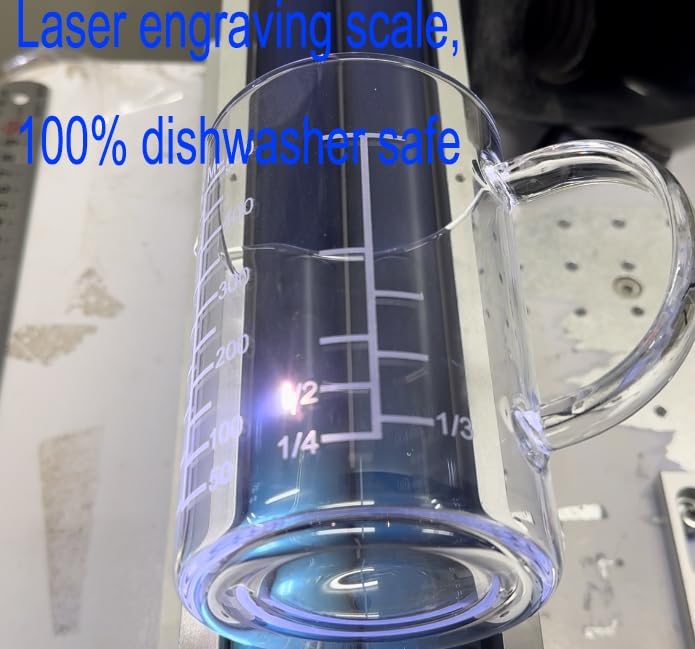 Ackers Mirror Etching Scale Glass Measuring Cup-[Insulated handle | V-Shaped Spout]-Made of High Borosilicate Glass Measuring Cup for Kitchen or Restaurant, Easy to Read, 500 ML (16 Oz, 2 Cup)
