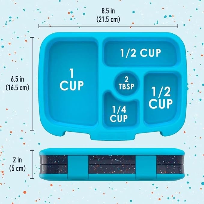 Bentgo Kids 5-Compartment Lunch Box - Confetti Design for School, Ideal for Ages 3-7, Leak-Proof, Drop-Proof, Dishwasher Safe, & Made with PFAS & BPA-Free Materials (Confetti Edition - Abyss Blue)