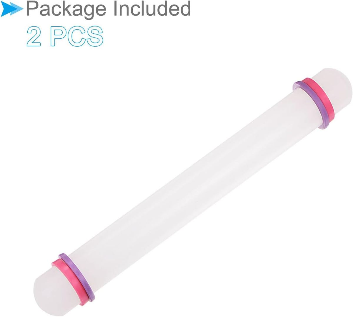 Fondant Rolling Pin, 9" Length, PP Plastic Non-Stick Guide Rings Fondant Roller Dough Roller - (Applications: for Baking DIY), 2-Pieces