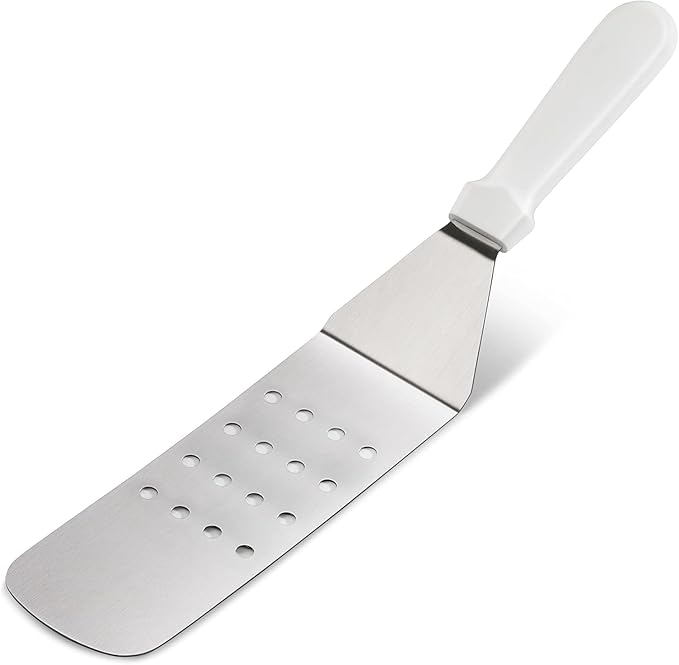 New Star Foodservice 36176 Plastic Handle Flexible Grill Turner/Spatula, 14.5-Inch, Perforated, White