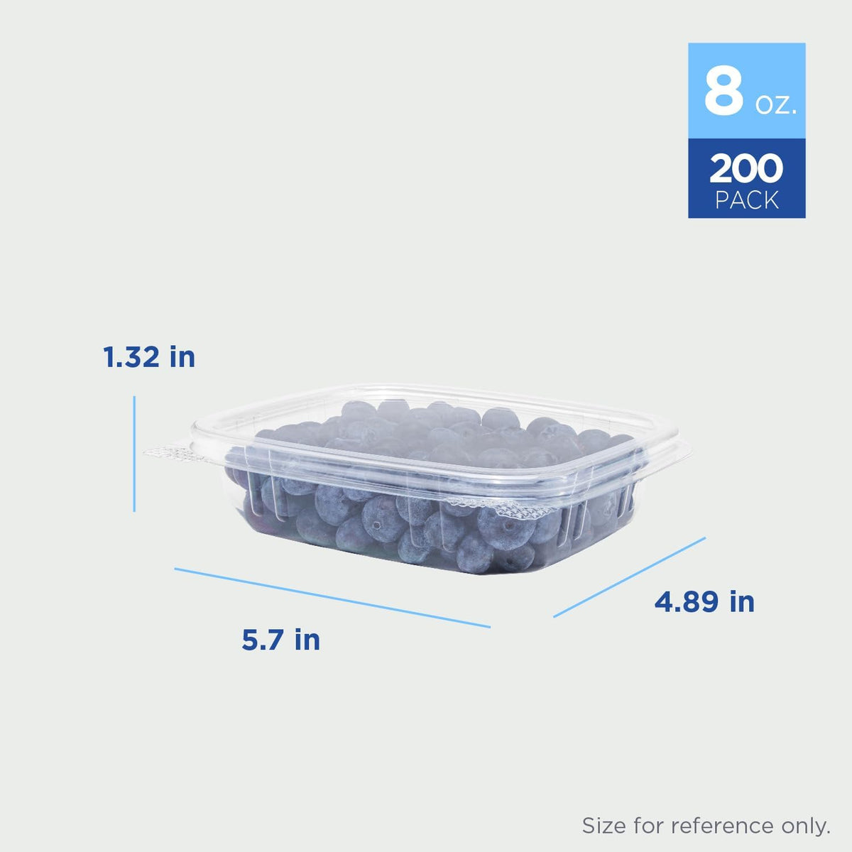 Karat [8oz -200 ct Small Clamshell Containers with Lids, For Berries, Fruits, Nuts, and Home Meal Prep - Clear Plastic Food Containers, Take Out Containers