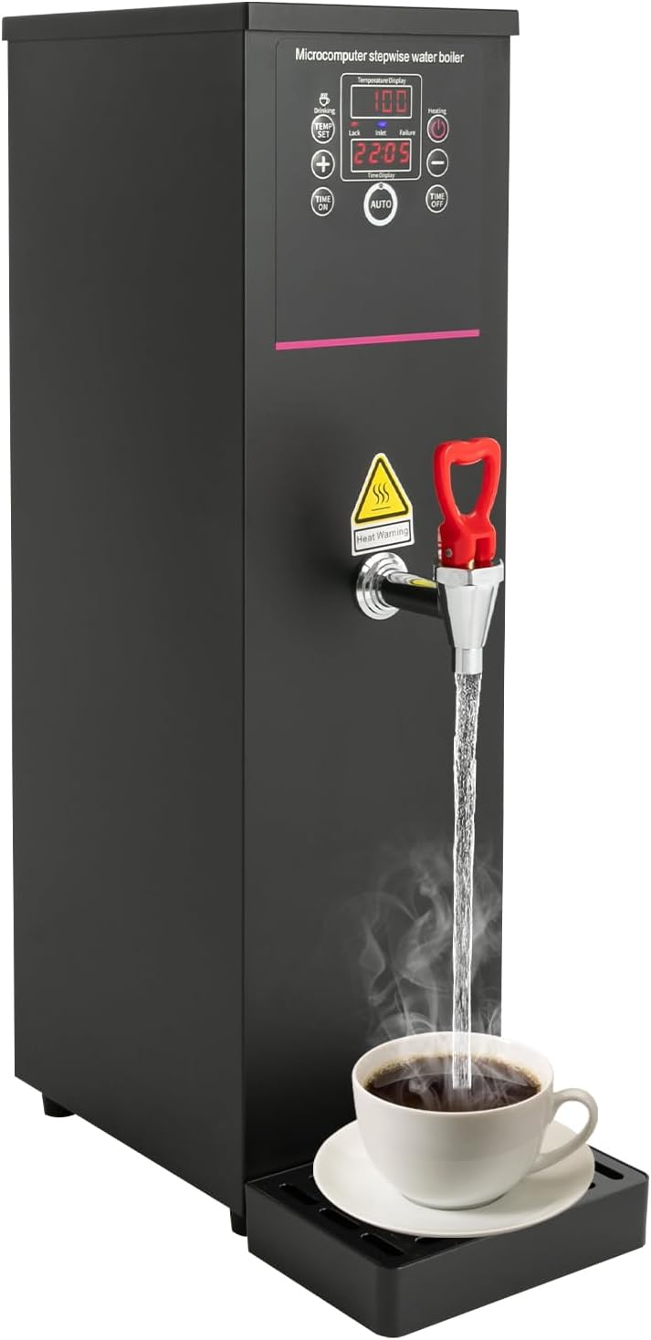 Step-Heating Commercial Hot Water Dispenser, 15L/3.96Gal Hot Water Boiler Dispenser Electric Water Pot Boiler Commercial Boiling Water Machine for Tea Coffee Shop Dessert Shop Hotel - 28L/H 2500W