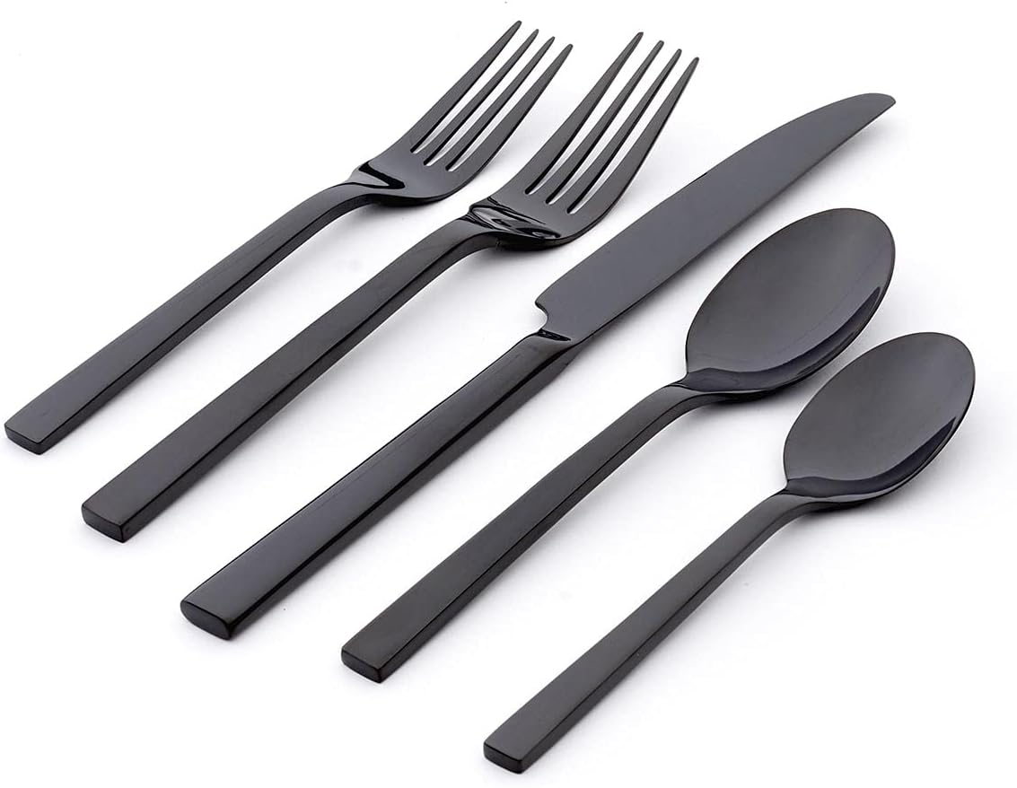 Oneida Chef's Table Black 20 Piece Everyday Flatware Set, Service for 4, 18/0 Stainless Steel, Silverware Set