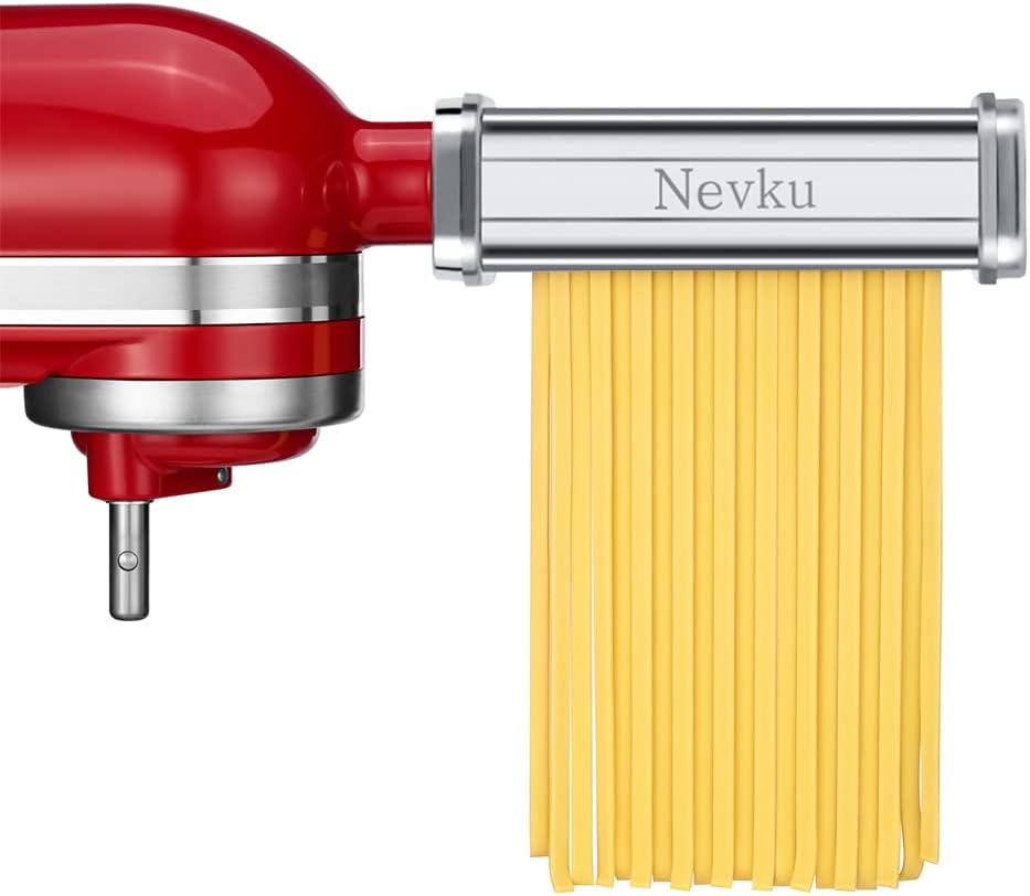 Pasta Maker Attachments Set for all KitchenAid Stand Mixer, including Pasta Sheet Roller, Spaghetti Cutter, Fettuccine Cutter by Nevku