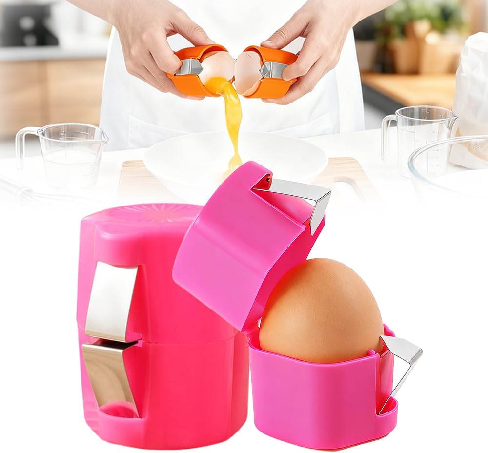 2026 New Egg opener, Egg Shell Separator for Raw Eggs Gadgets Cracker Tool, Upgrade Stainless Steel Egg Cutter Egg Cracker Tool Multifunctional Egg Cutter Multipack (1, Pink)