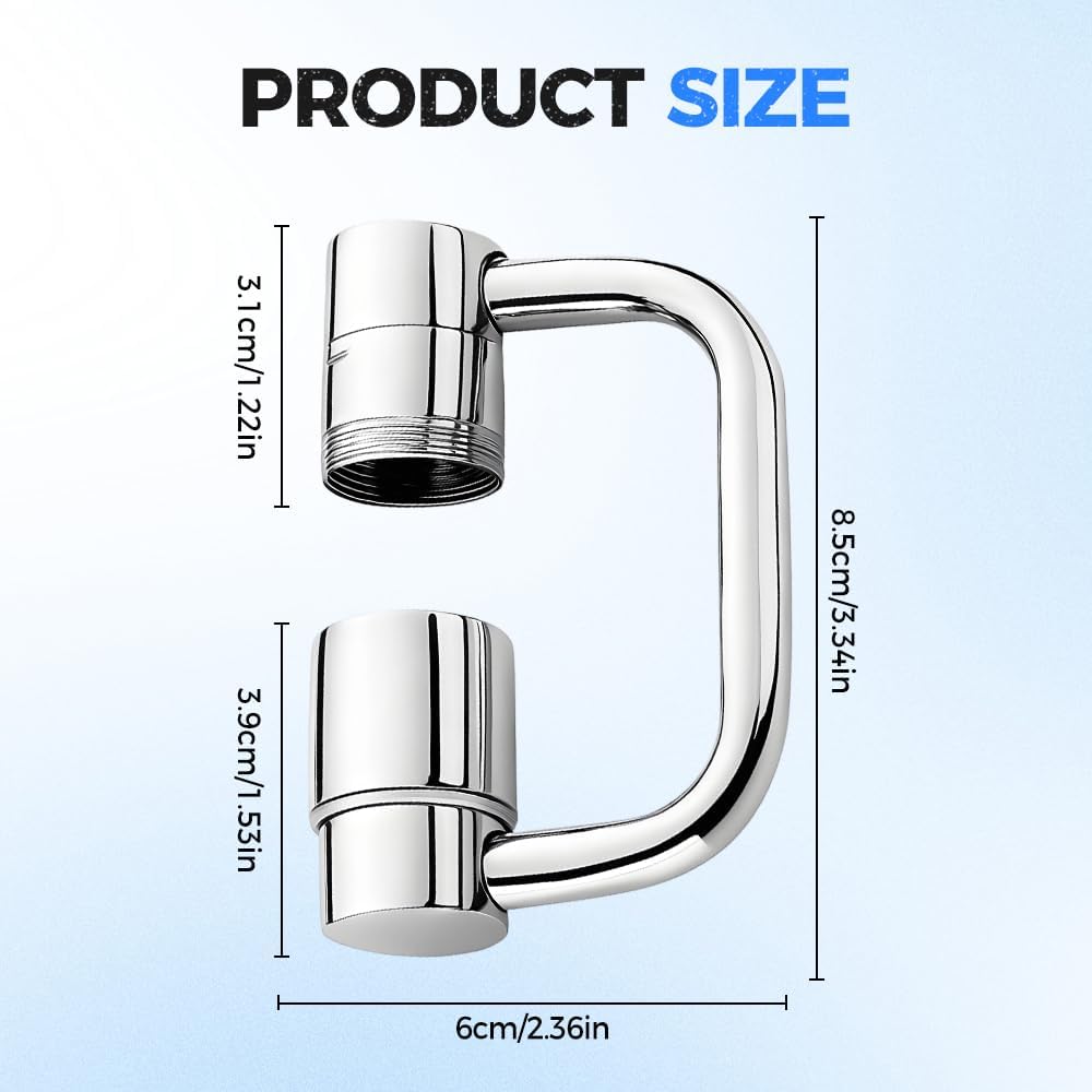 1440° Rotatable Faucet Aerator Extension, 2025 New 2 Modes Universal Sink Faucet for Splash Reduction, 1080° Rotating Multifunctional Faucet Extender for Bathroom Sink Kitchen (1)