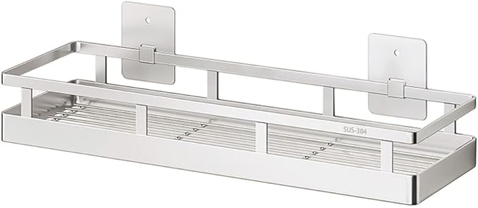 19.69Inch Spice Rack Organizer, SUS304 Stainless Steel Wall Mount Spice Rack Storage Basket, Kitchen Racks, Nail-Free Installation