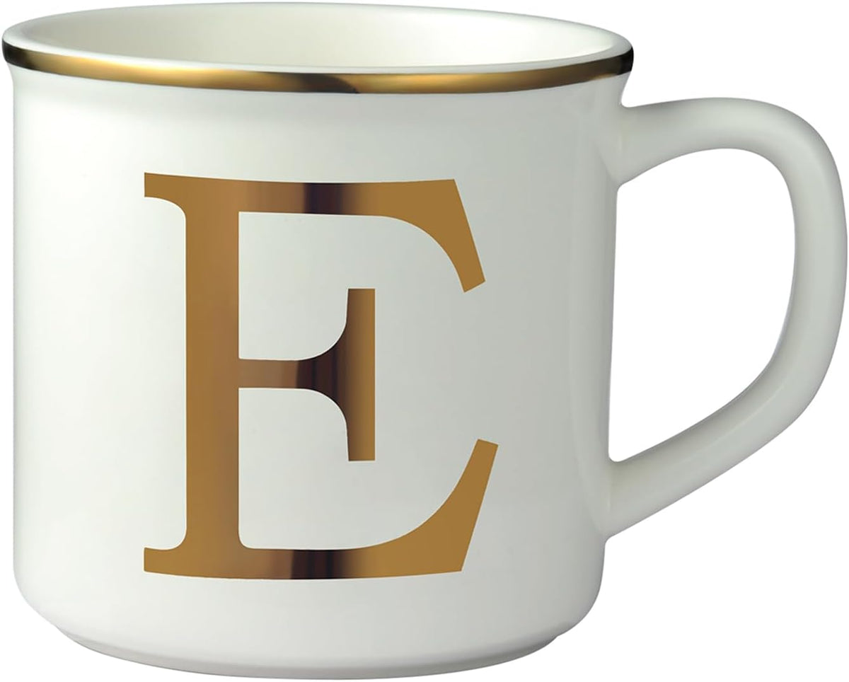 Miicol Ceramic Coffee Mug 16 oz, Monogram Coffee Cup, Golden Initial Tea Mug, Personalized Tea Cup, Unique Gift, Large Mug for Home, Office, Letter E