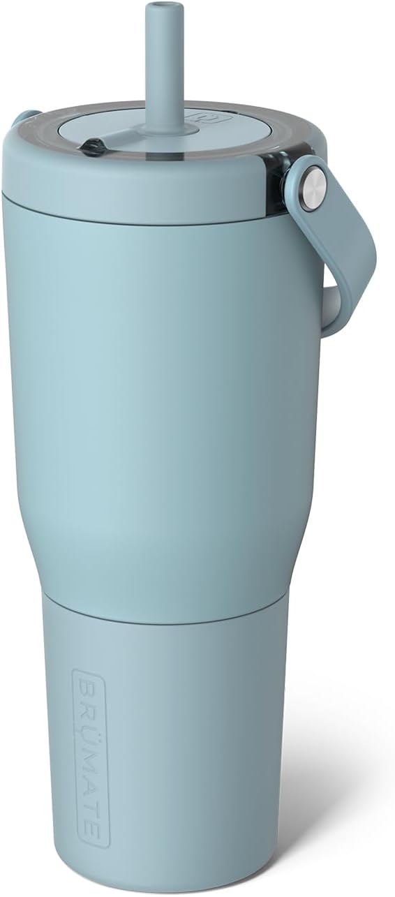 BrüMate Resa 35oz 100% Leakproof Travel Tumbler with Handle & Straw | Flexible SoftSip Straw | Silicone Sleeve for Durability | Stainless Steel | Cup Holder & Travel Friendly Water Bottle | (Mist)