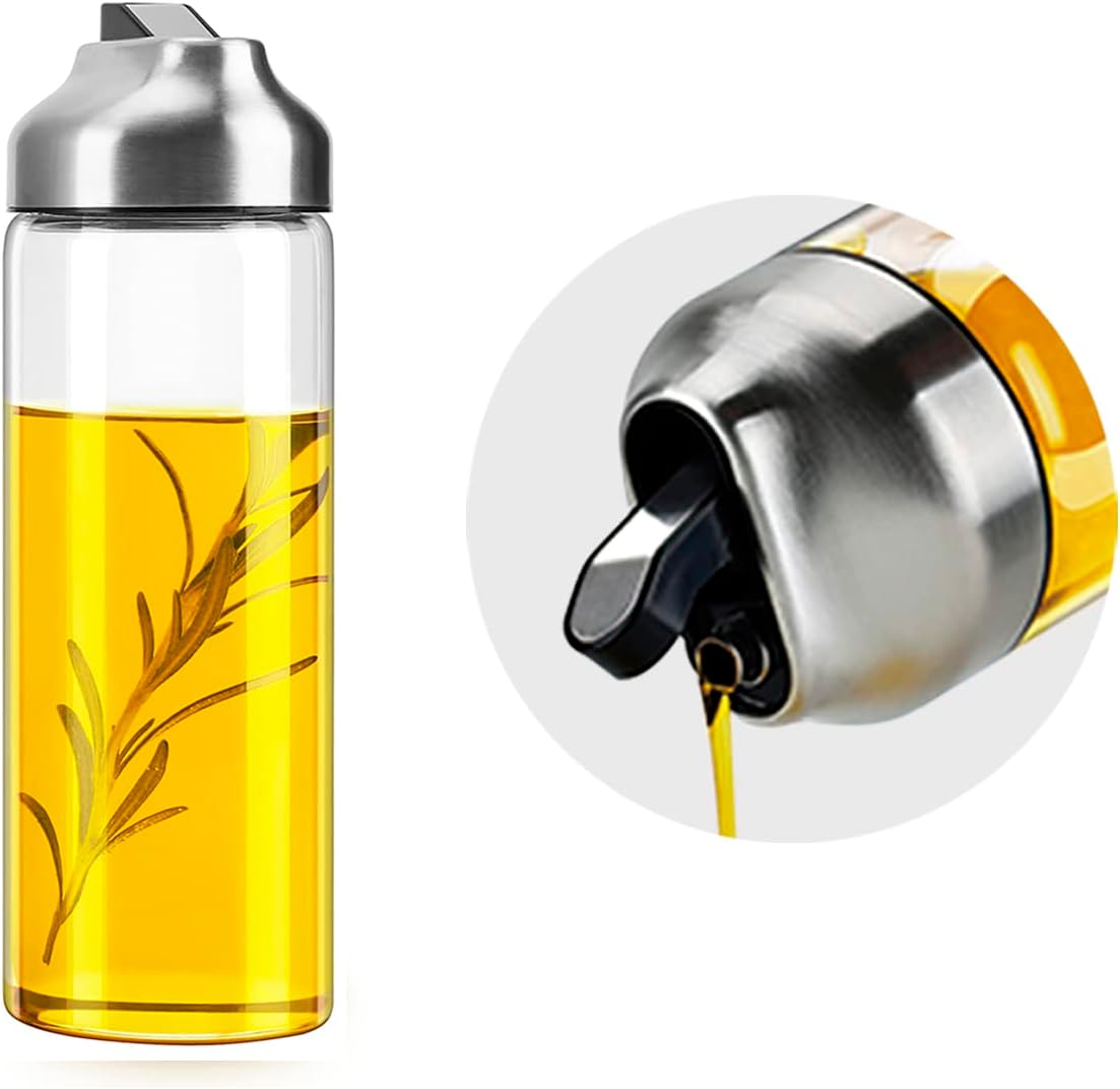 Aelga Olive Oil Dispenser Bottle - Glass Oil Dispenser - Dispenser Bottle for Kitchen with Stainless Steel Spout