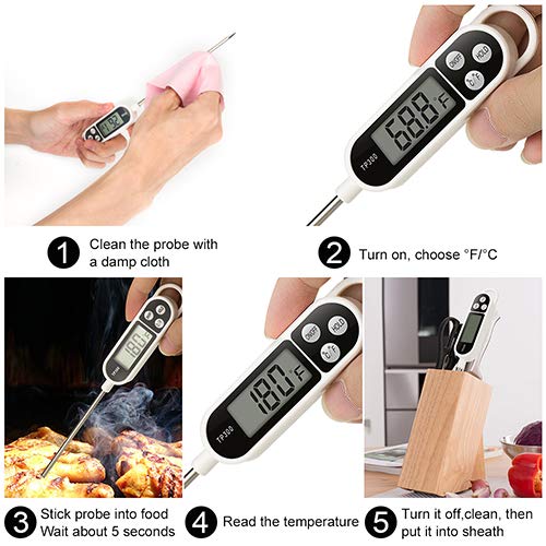 Digital Instant Read Meat Thermometer Kitchen Cooking Food Candy Thermometer for Oil Deep Fry BBQ Grill Smoker Thermometer by AikTryee